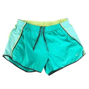Nike Dri Fit Running Shorts Teal Lime Green Womens Medium Athletic Athleisure